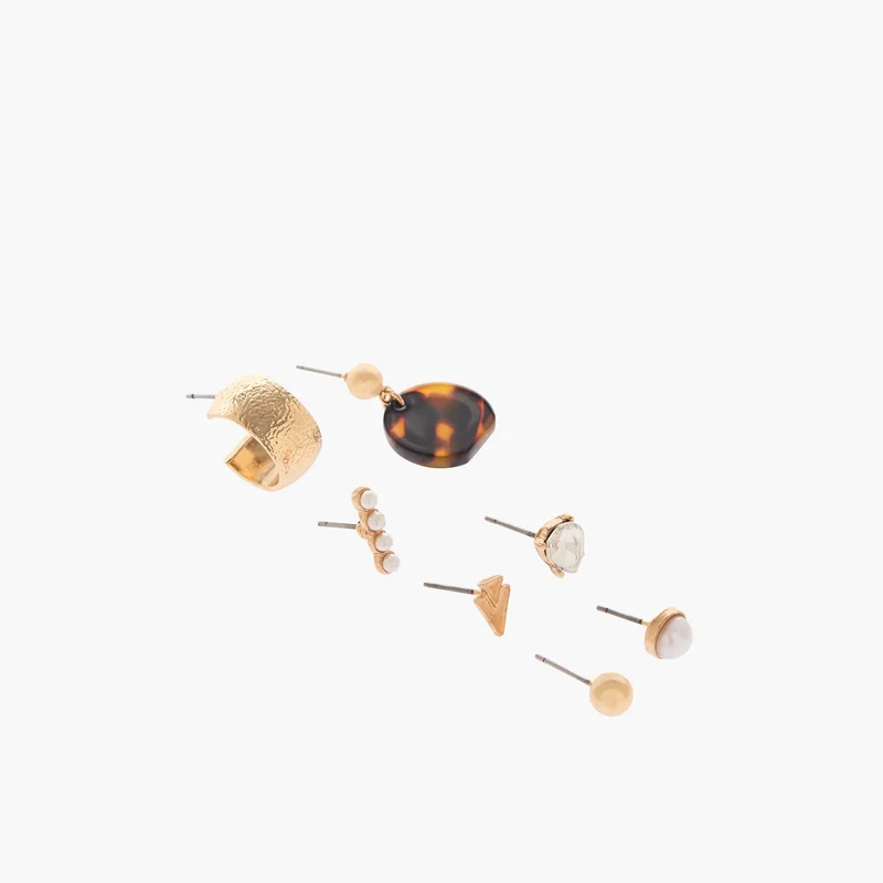 Lifestyle Pack of 7 Metallic Stud Earrings for Women